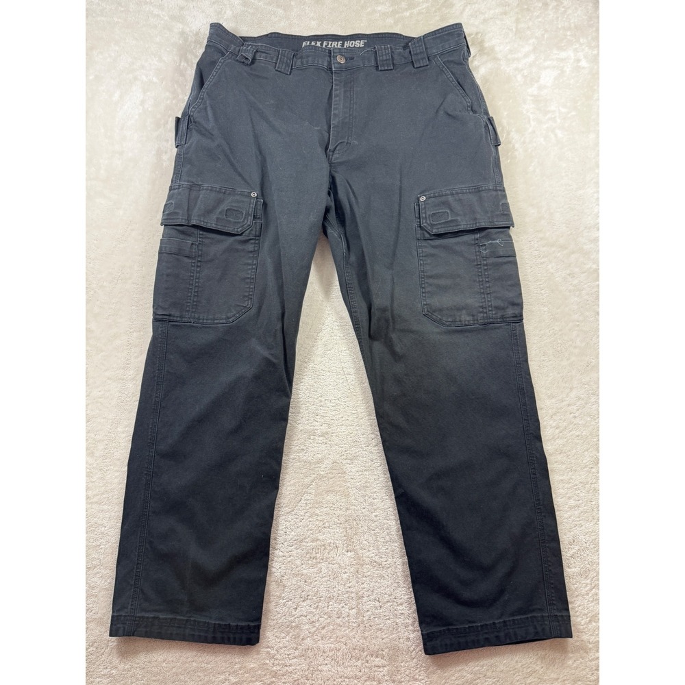 Duluth Trading Co Mens Flex Fire Hose Cargo Black Pants 40x32 Meas: 38x30.5